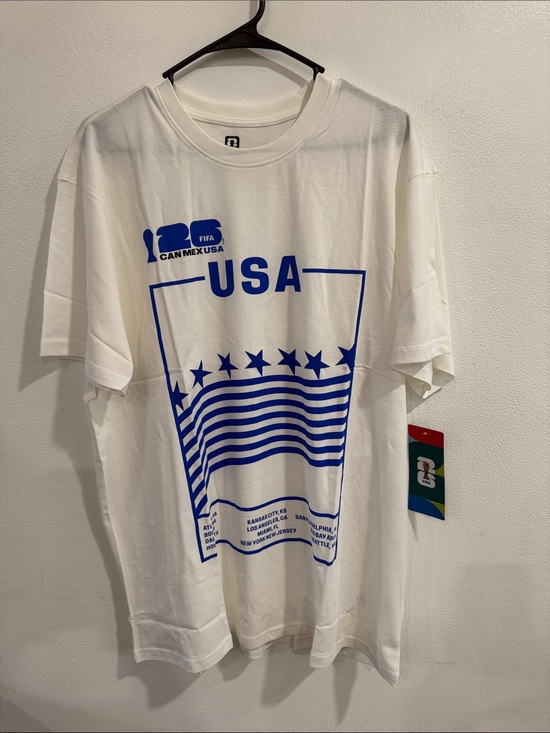 Other - White USA Graphic Short-Sleeve Tee with Blue Print